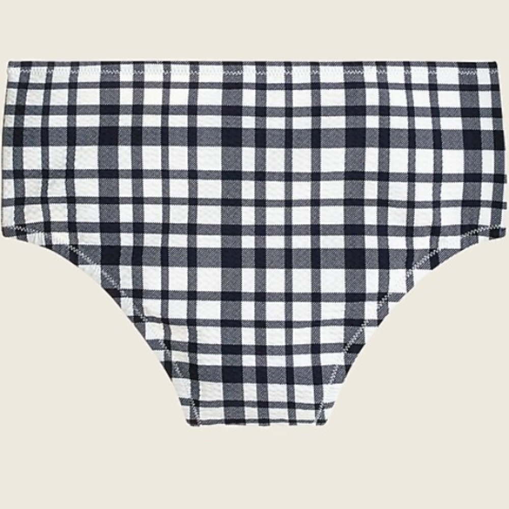 J Crew High Waisted Bikini Bottom in Preppy Nautical Classic Navy Blue and White